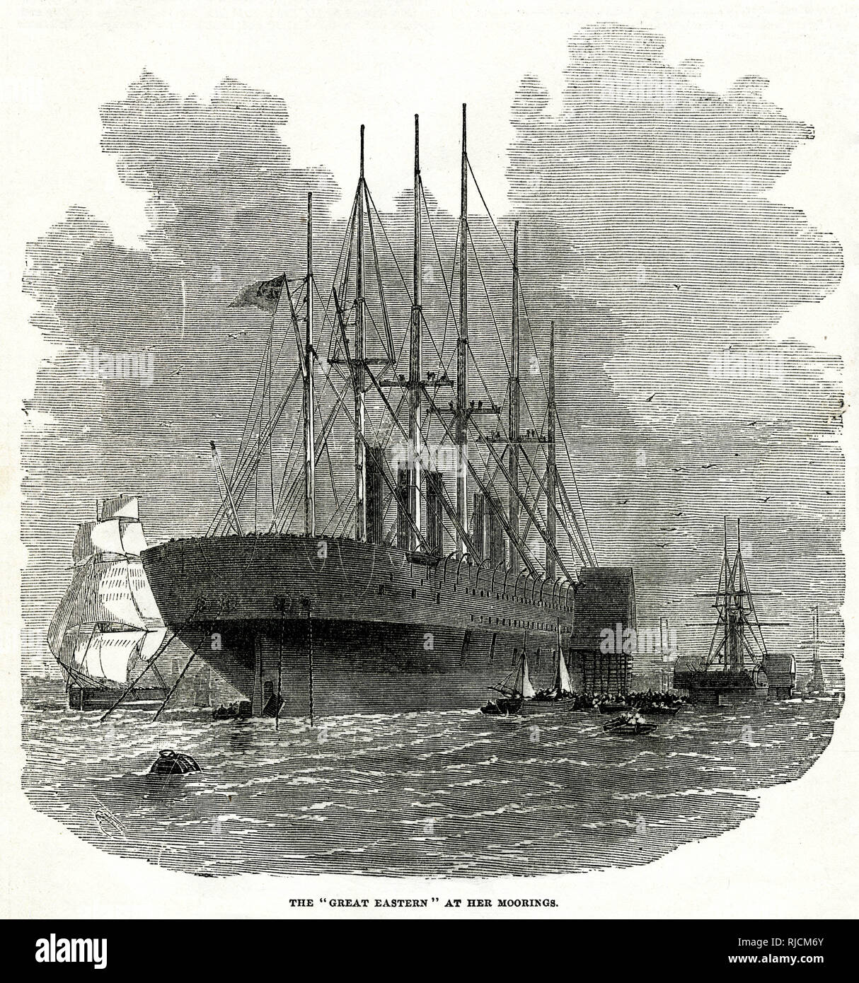 SS Great Eastern - at her moorings in Deptford 1859 Stock Photo