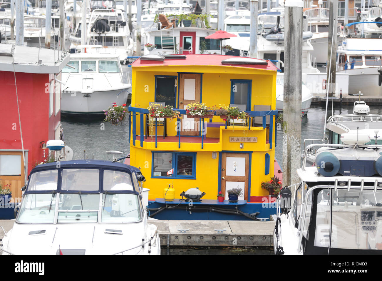 Kanada, British Columbia, Hausboot im Hafen von Vancouver Stock Photo
