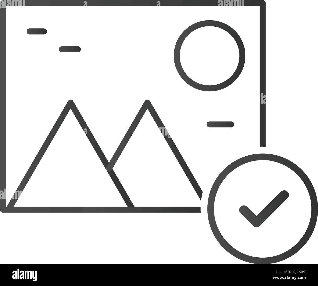 line photo Icon with checkmark, vector illustration isolated on white ...