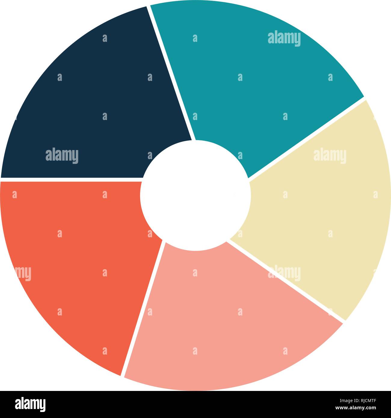 Vector circle infographic template for graphs, charts, diagrams. Pie chart concept with 5 options, parts, steps, processes Stock Vector