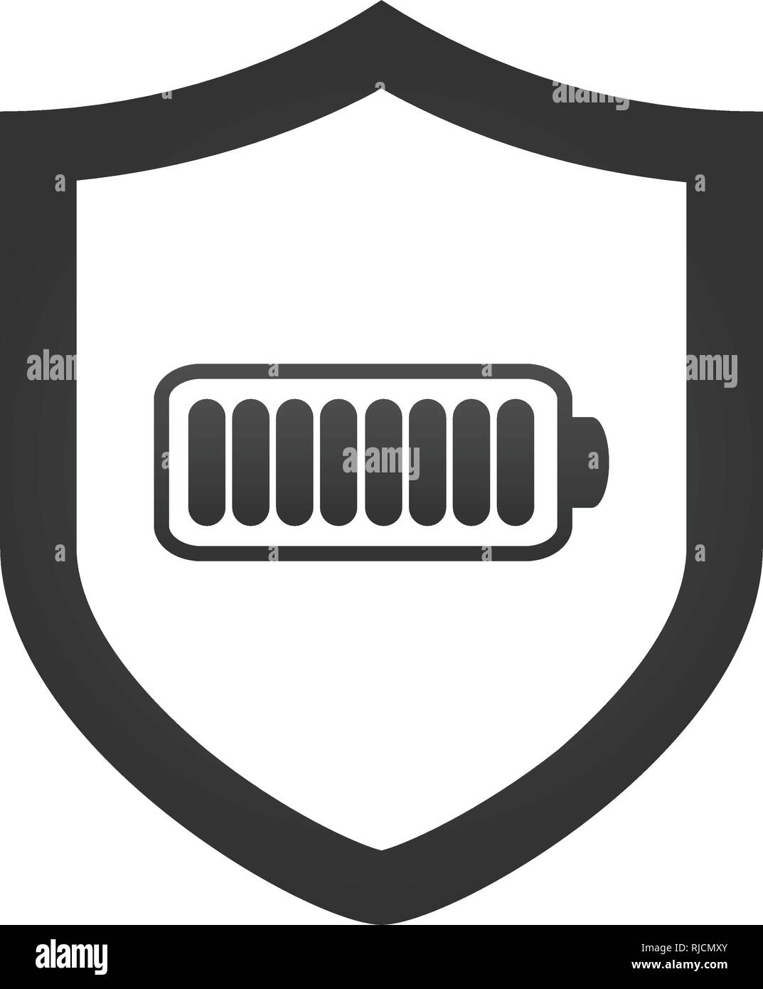 Shield with battery icon, vector illustration template, isolated on ...