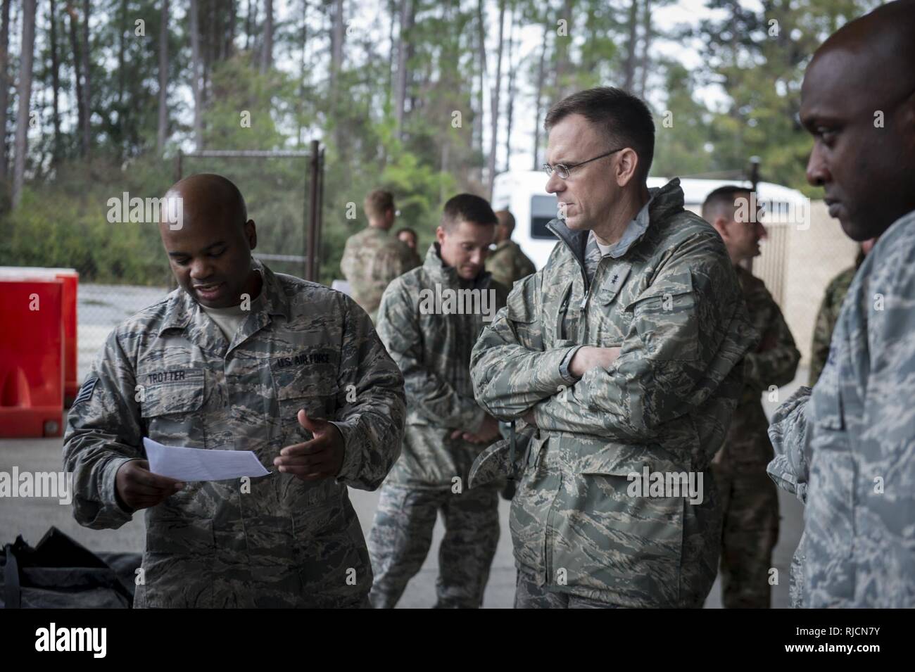 Maj. Gen. Timothy S. Green, Air Force Director of Civil Engineers, vists Hurlburt Field, Jan. 9, 2018. Green is responsible for installation support functions at a total of 182 Air Force bases worldwide with an annual budget over $11 billion. Stock Photo