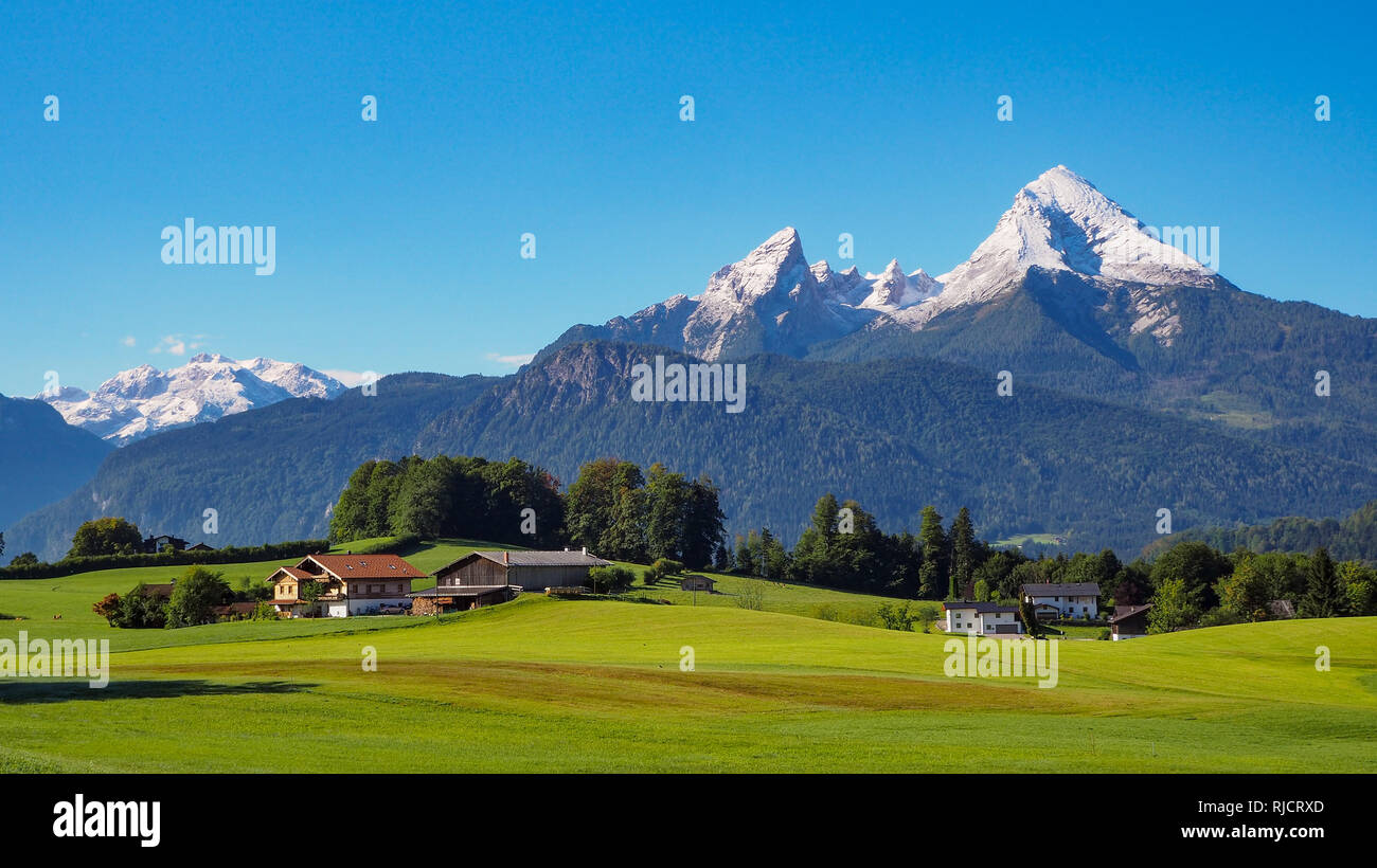typical alpine landscape near Berchtesgaden with Mt. Watzmann and ...
