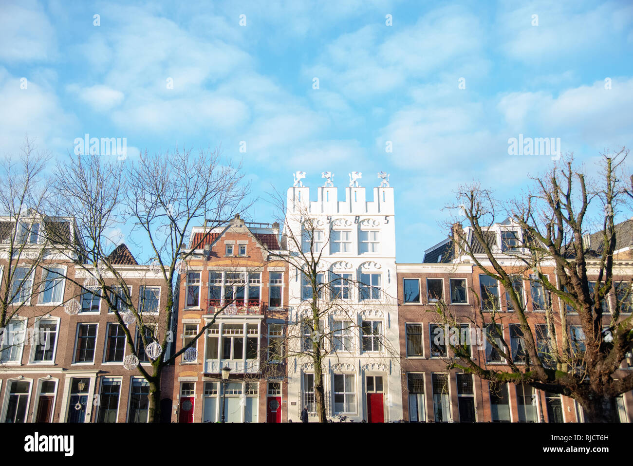 old houses at Oude Gracht in Utrecht in Holland Stock Photo