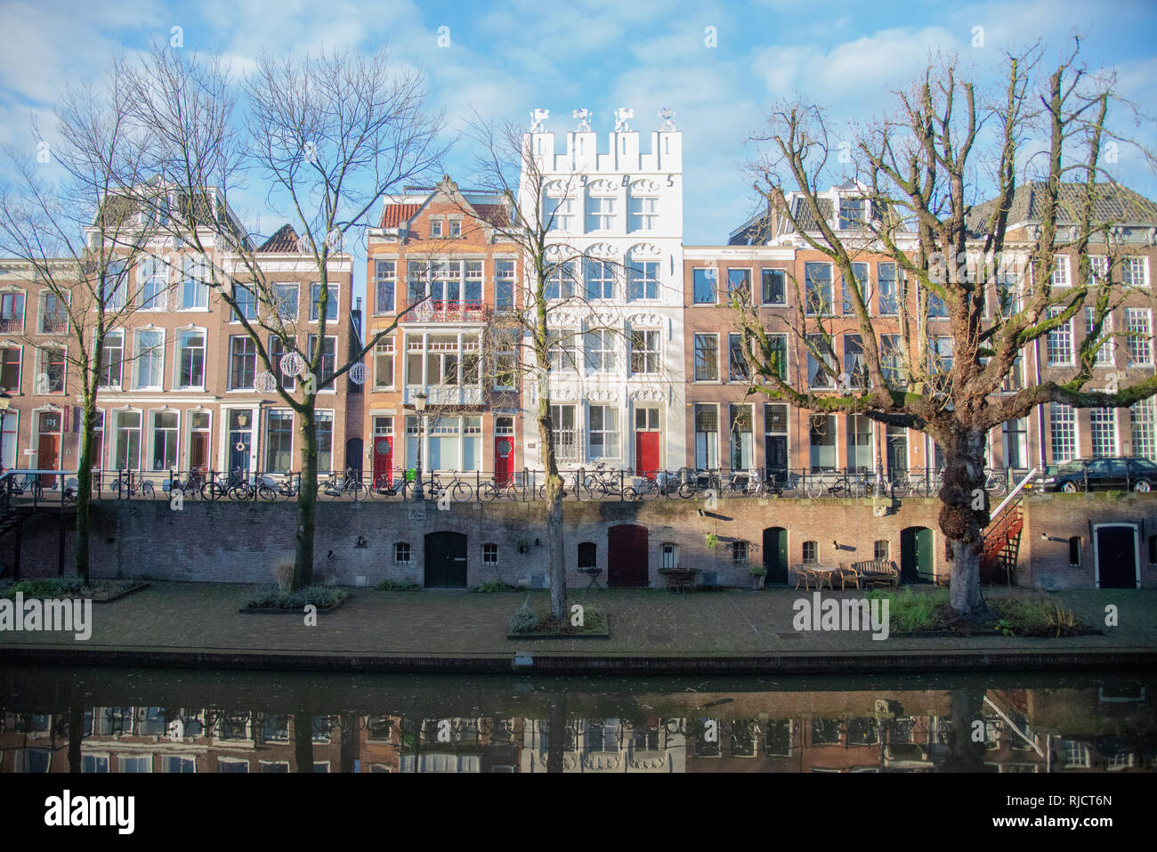 old houses at Oude Gracht in Utrecht in Holland Stock Photo