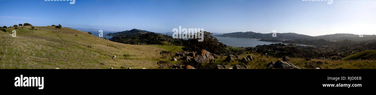 View of San Francisco and Tiburon from Marin County Stock Photo