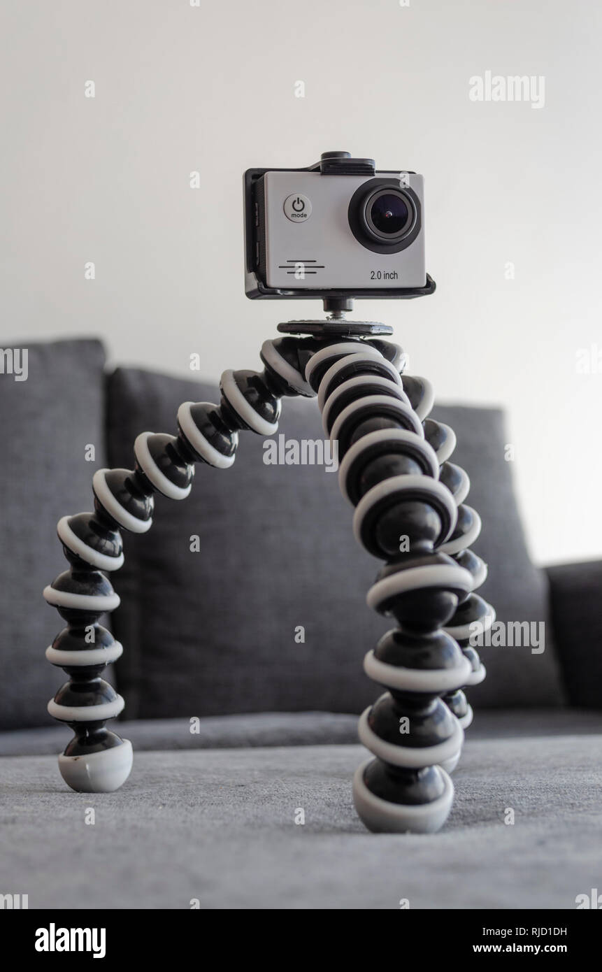 sports camera with gorilla tripod Stock Photo Alamy