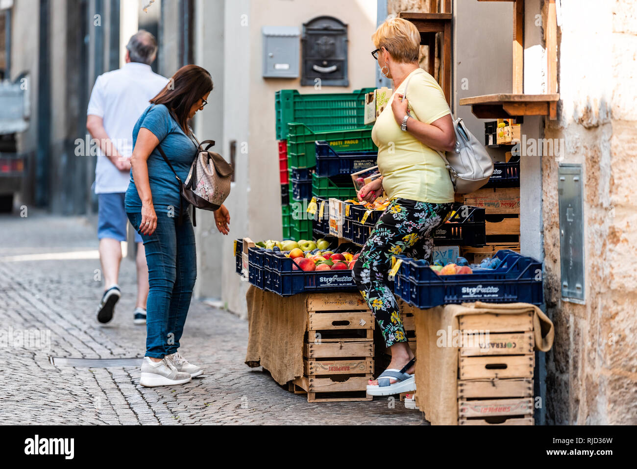 Orvieto, Italy September 3, 2018 Italian small grocery fresh produce