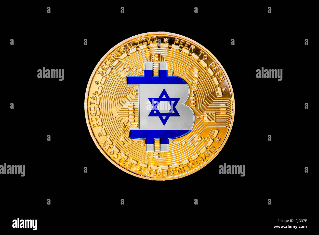 Golden bitcoin with the Israel flag in the center/Israel cryptocurrecy  concept Stock Photo - Alamy