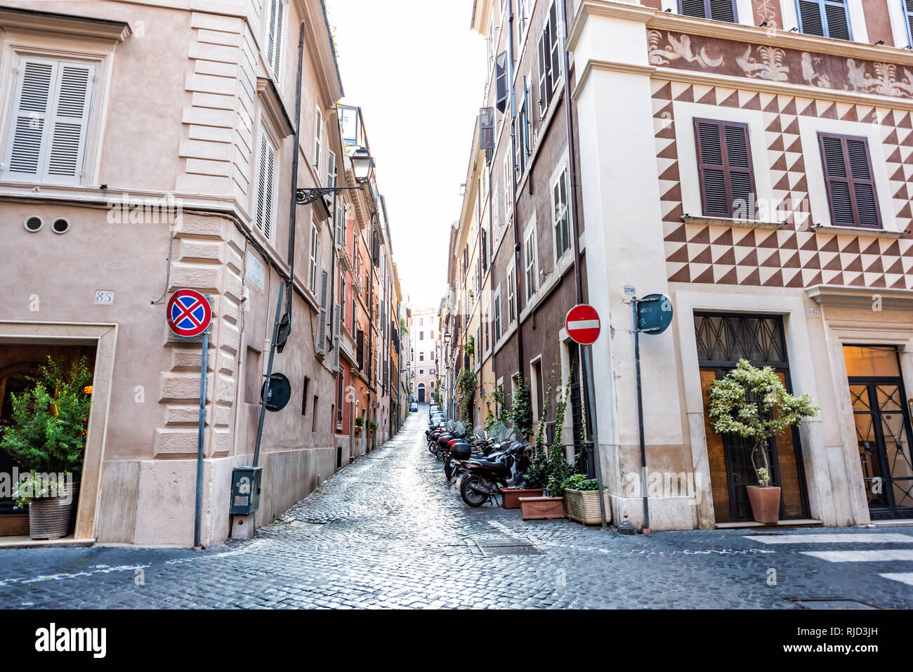 Rome, Italy - September 5, 2018: Italian street outside in historic ...