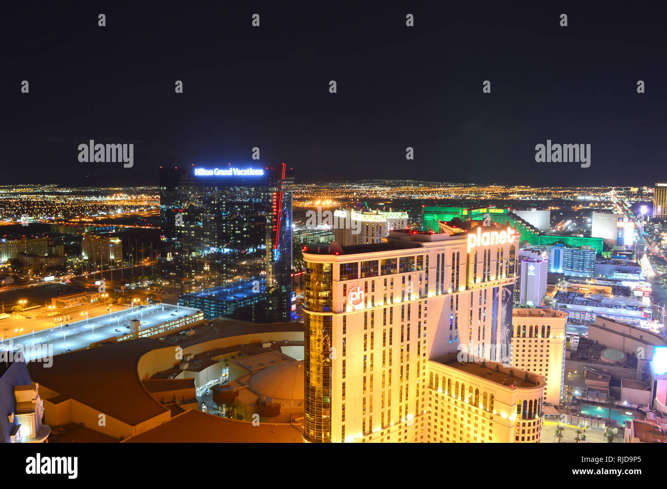 Las Vegas, Nevada, USA January 23, 2016 Las Vegas Strip view from Eiffel Tower Paris Las