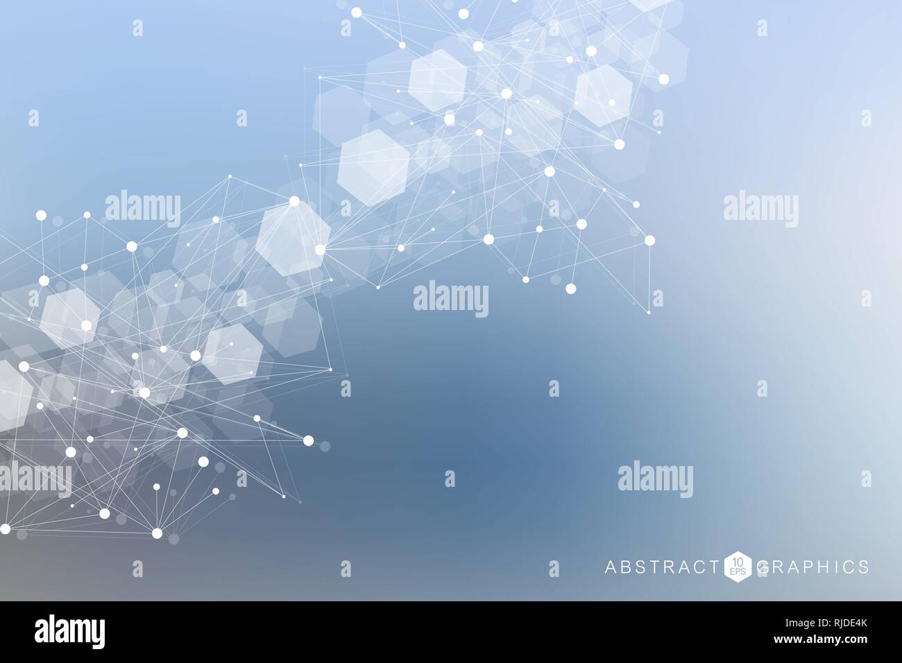 Science network pattern, connecting lines and dots. Technology hexagons ...