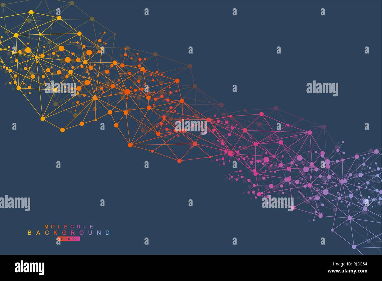 Science network pattern, connecting lines and dots. Technology hexagons ...