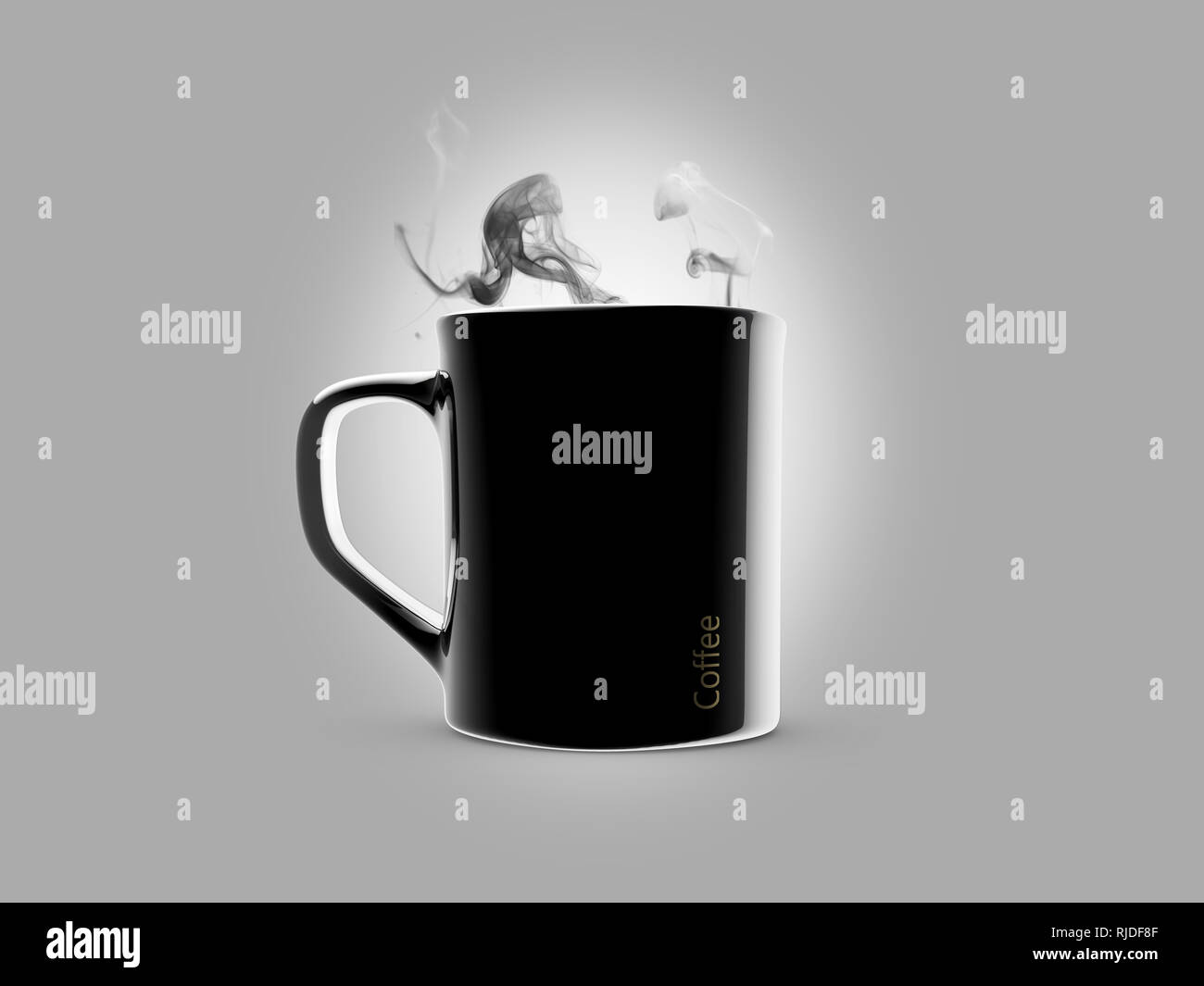 Black ceramic coffee mug. Isolated on a gray Stock Photo