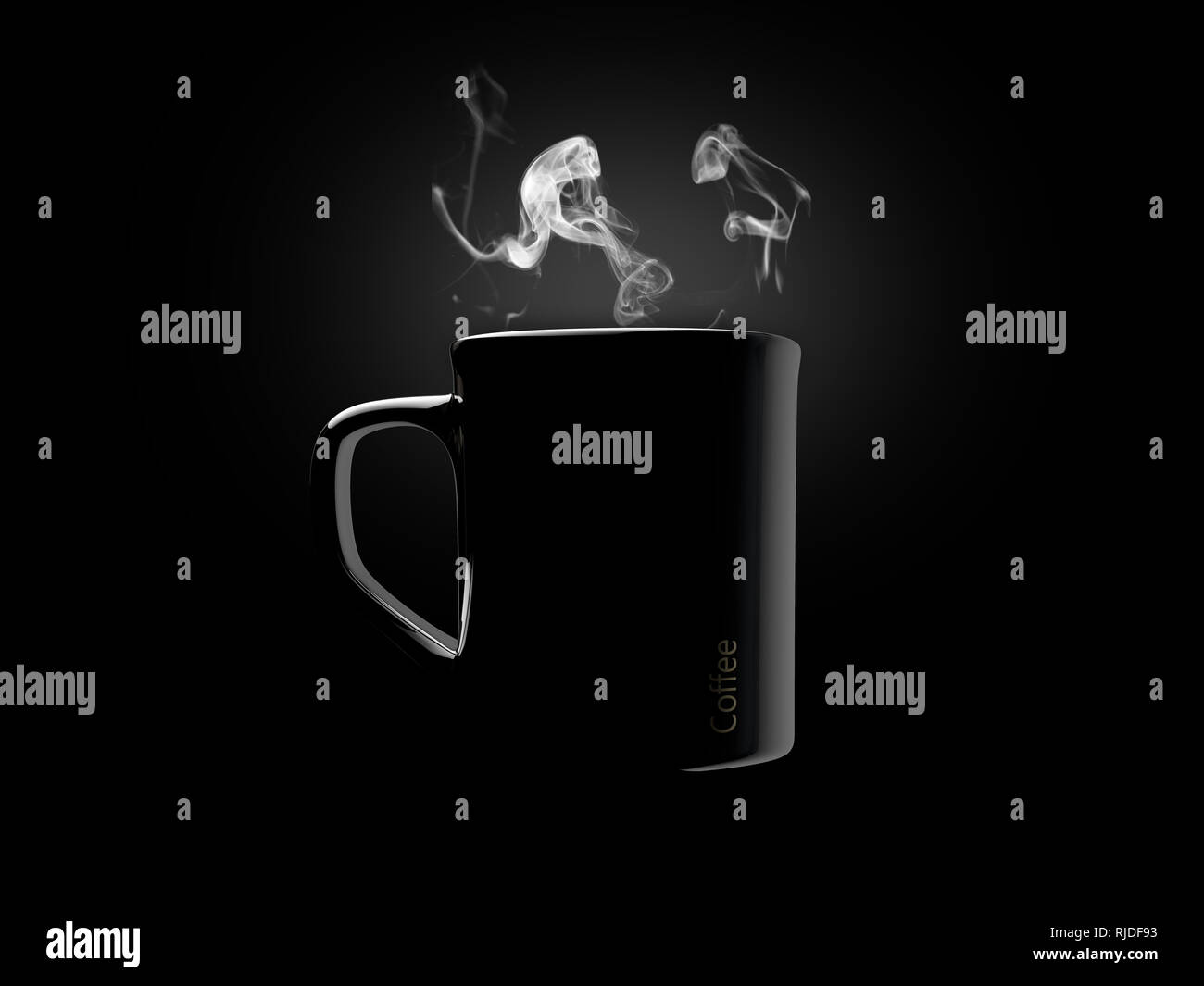 Black ceramic coffee mug. Isolated on a black Stock Photo