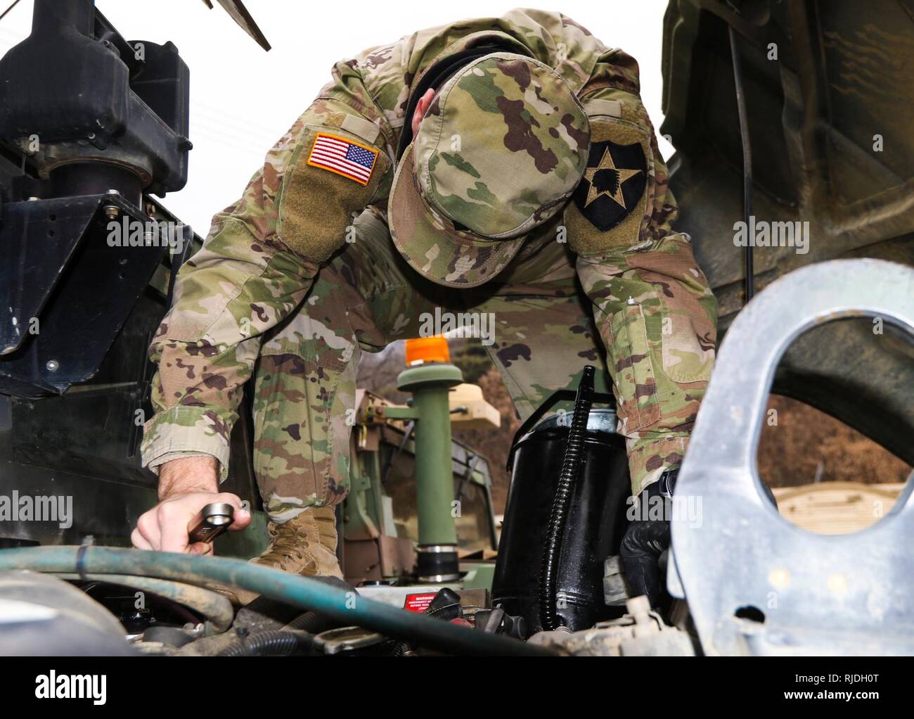 A Soldier assigned to Headquarters and Headquarters Battery, 210th