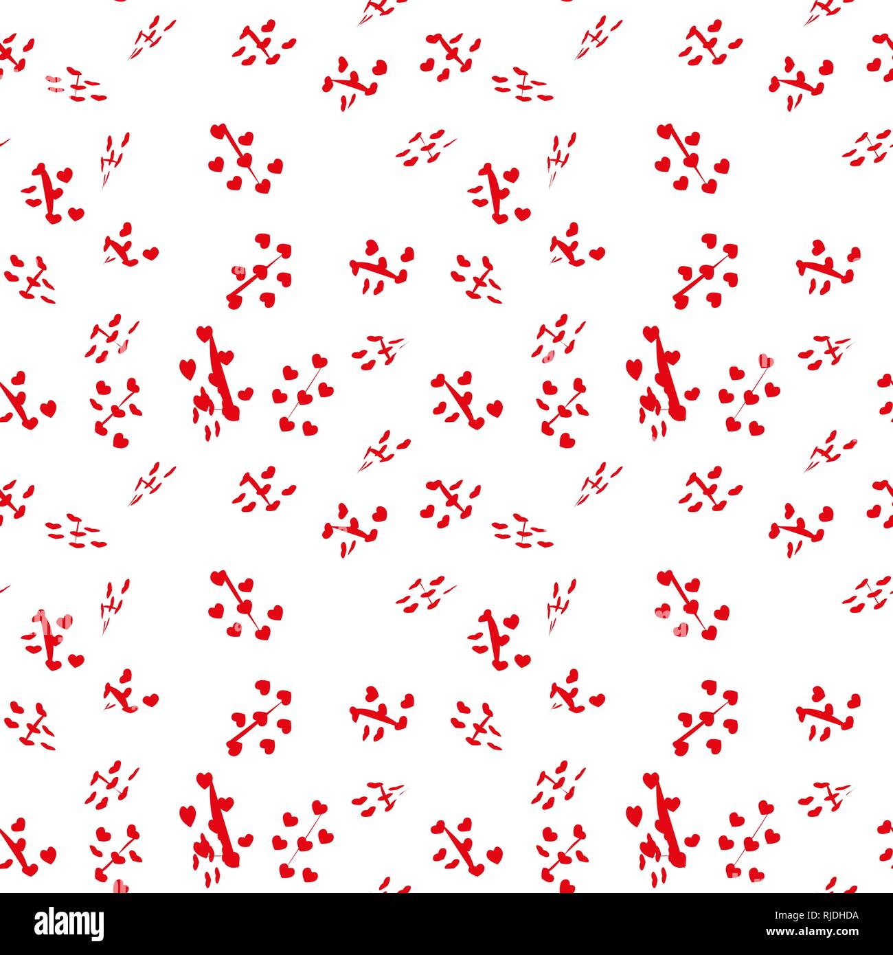Vector handdrawn heart seamless pattern. Retro hand drawn ornament. EPS 10. Stock Vector