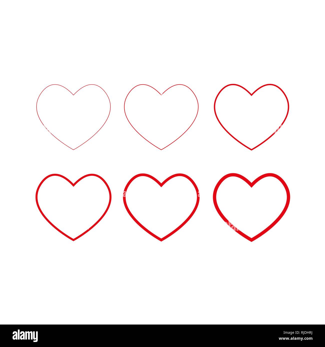 Heart icons, thin linear vector symbols. eps 10 Stock Vector