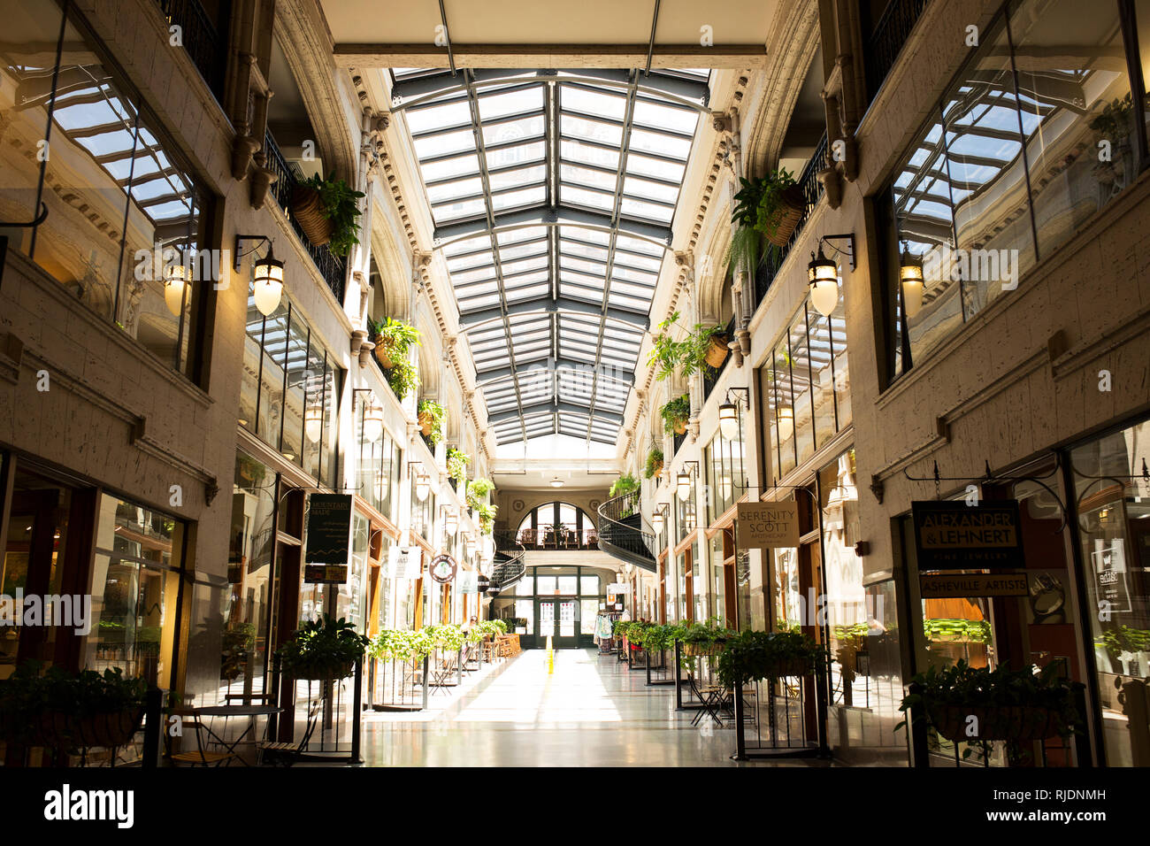 The interior of the Grove Arcade historic shopping center in downtown