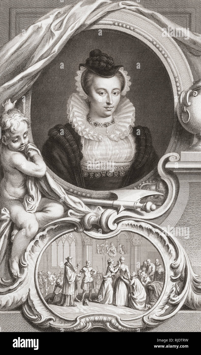 Mary, Queen of Scots, 1542-1587.  From the 1813 edition of The Heads of Illustrious Persons of Great Britain, Engraved by Mr. Houbraken and Mr. Vertue With Their Lives and Characters. Stock Photo