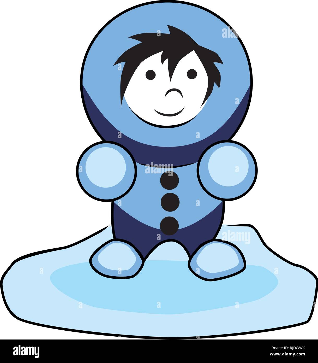 Eskimo child in a blue coat on an ice floe. The illustration is also available as vector graphic. Stock Vector