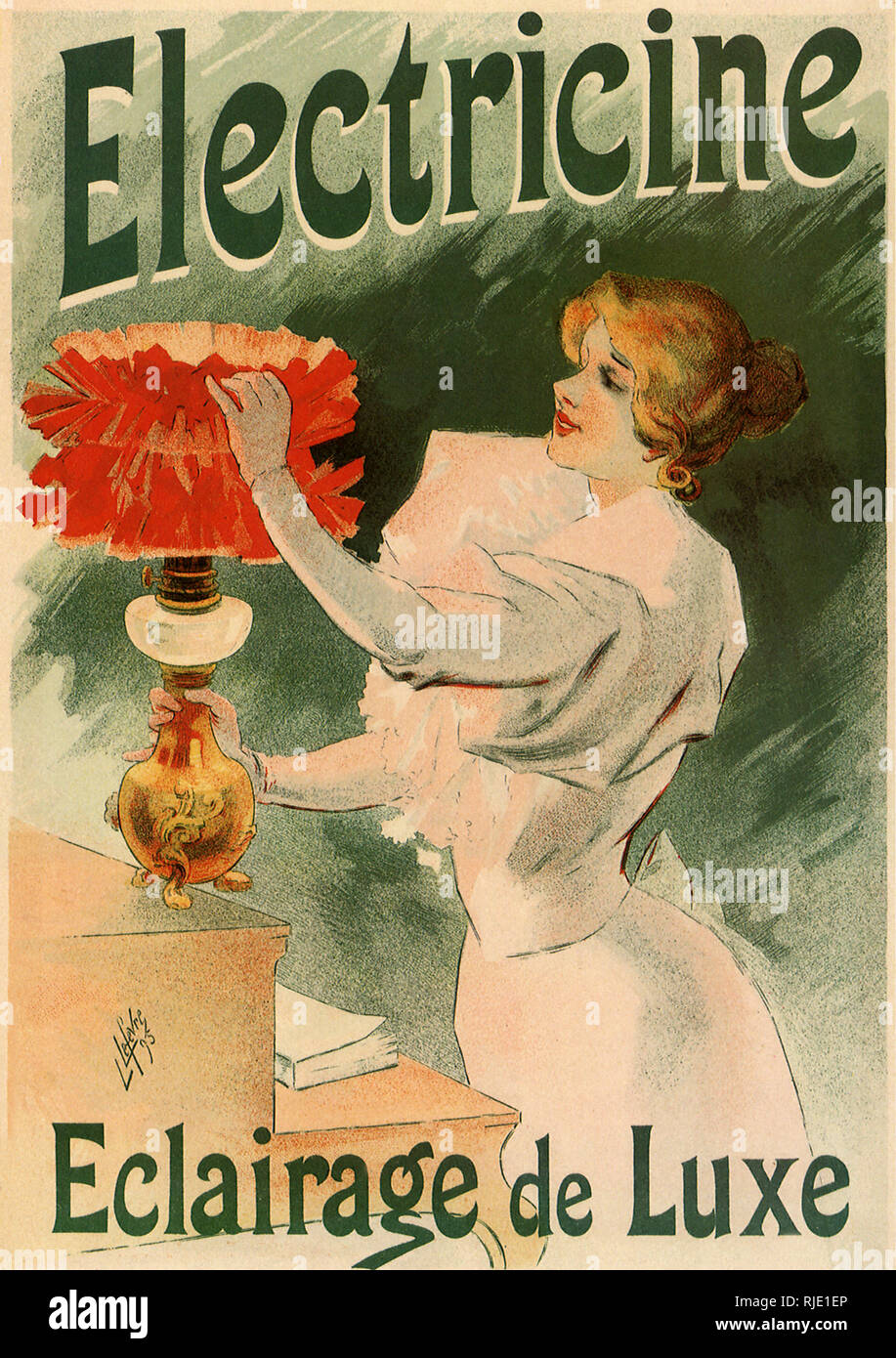 Poster Advertisement for Electric Lamps. Stock Photo