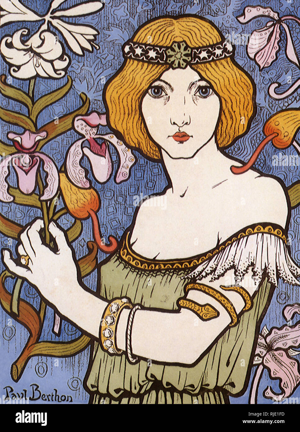 Woman holds a Flower. Stock Photo