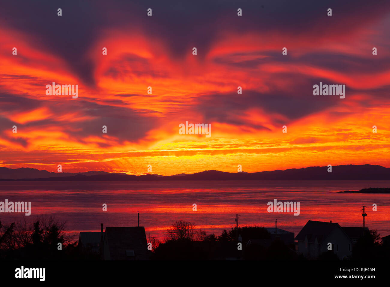 Sunset on the Salish Sea, Victoria BC Canada Stock Photo
