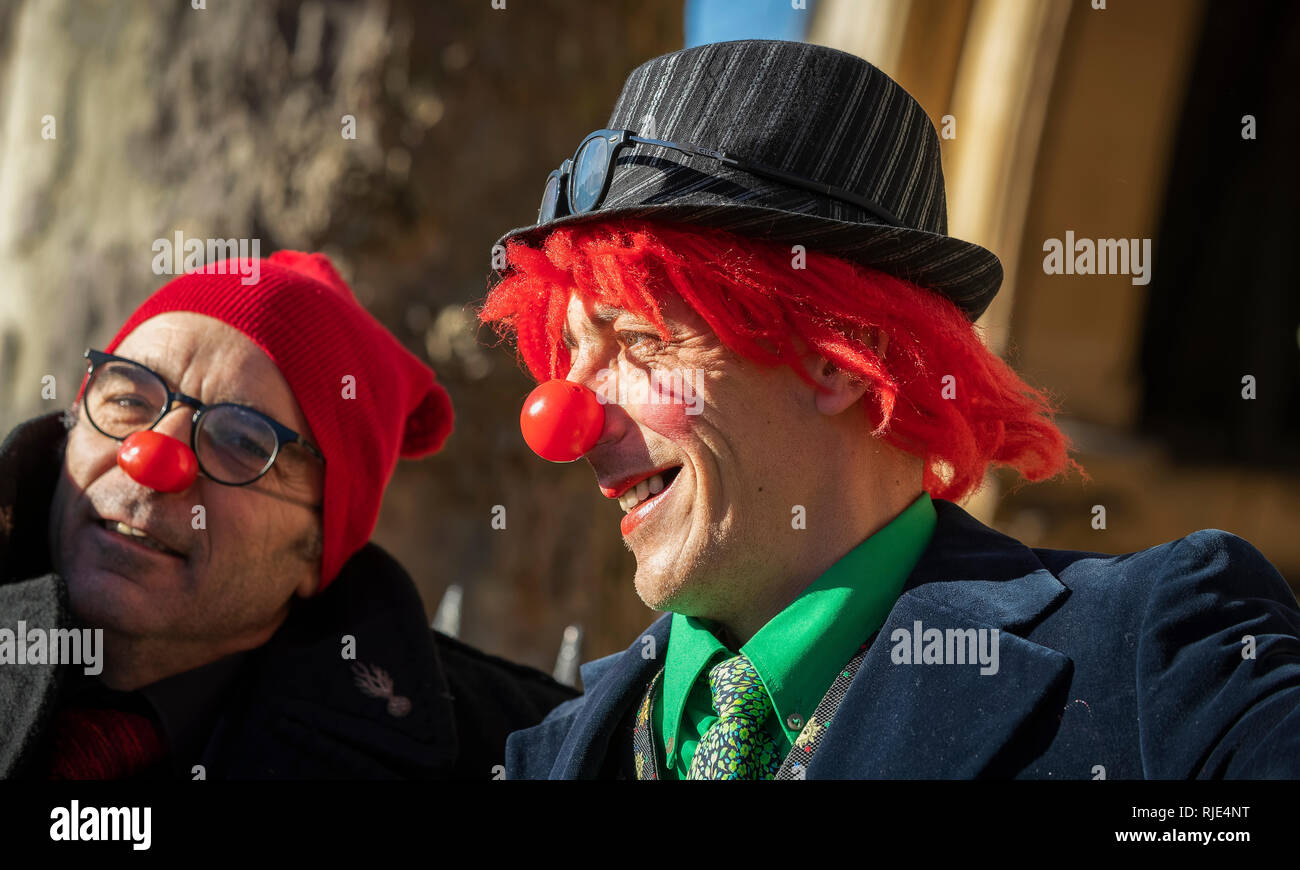 Two Clowns with red noses Stock Photo Alamy