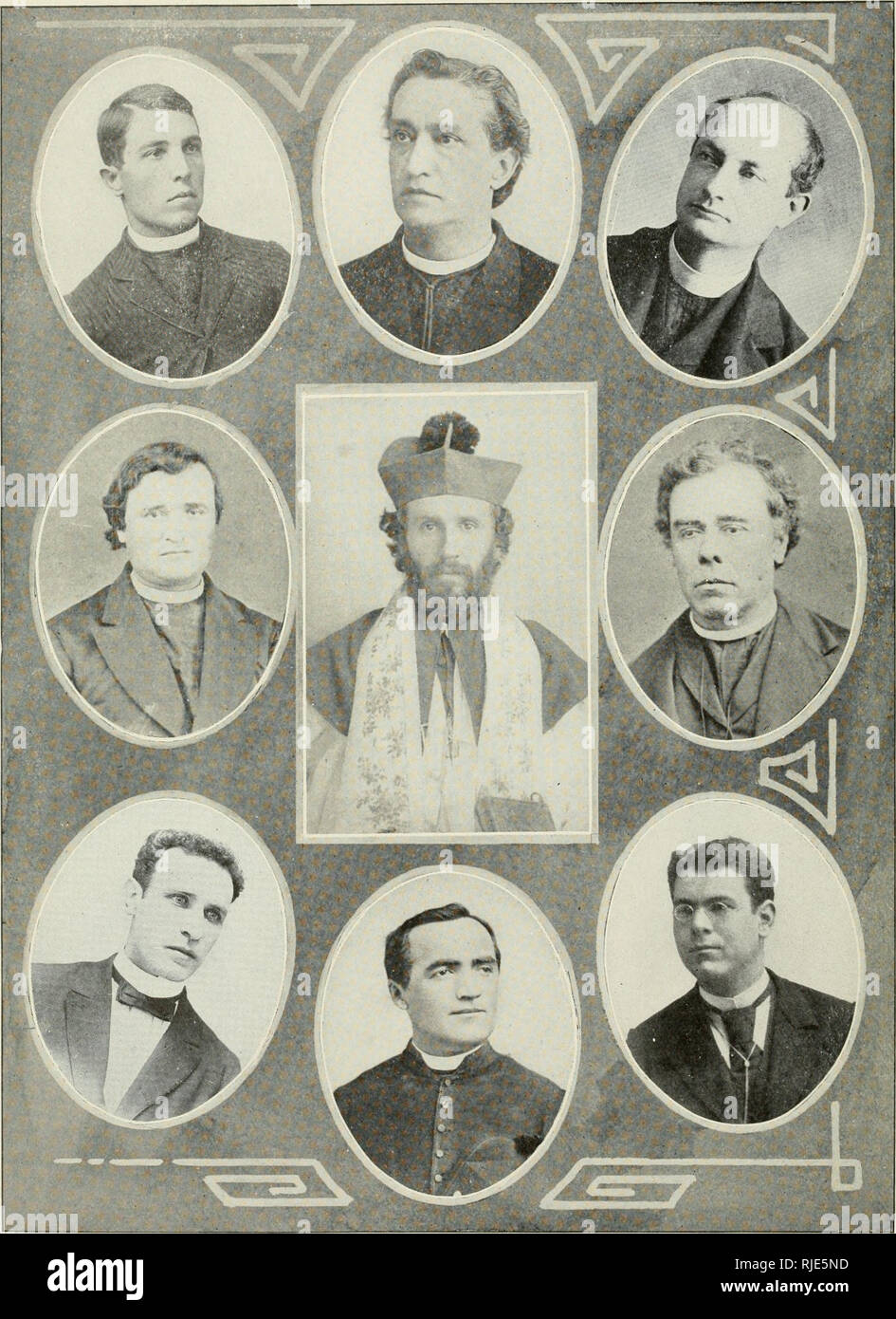 . The Catholic immigration and farm guide. Agriculture. Lai«i:do. Ti:xAS Top row, left to riKlit—Rev. Eniilio Ylla: Rrv. Alfred K. HcrtlKMu; Rev. E. Coll. Middle row, left to riulit—Rev. C. M. Braclict: Rev. A. Larroque: Rev. A. M. Souchin. Bottom row, left to riyht—Rev. Peter Puig; Rev. Louis Genoliii; Rev. Felipe Caballero.. Please note that these images are extracted from scanned page images that may have been digitally enhanced for readability - coloration and appearance of these illustrations may not perfectly resemble the original work.. Coma, John. [from old catalog]. [San Antonio, The  Stock Photo