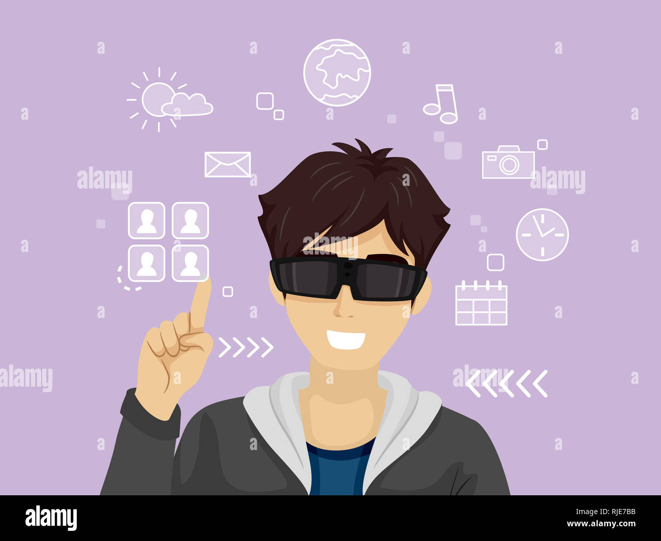 Illustration of a Teenage Boy Wearing Augmented Reality Goggles ...
