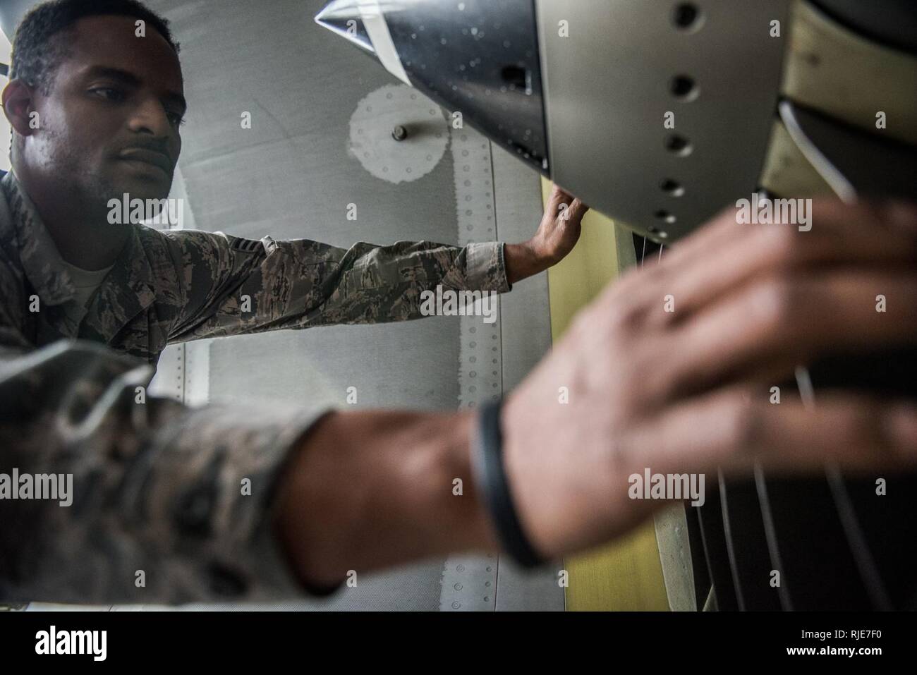 Senior Airmen Issac Watson, crew chief, 932nd Maintenance Squadron