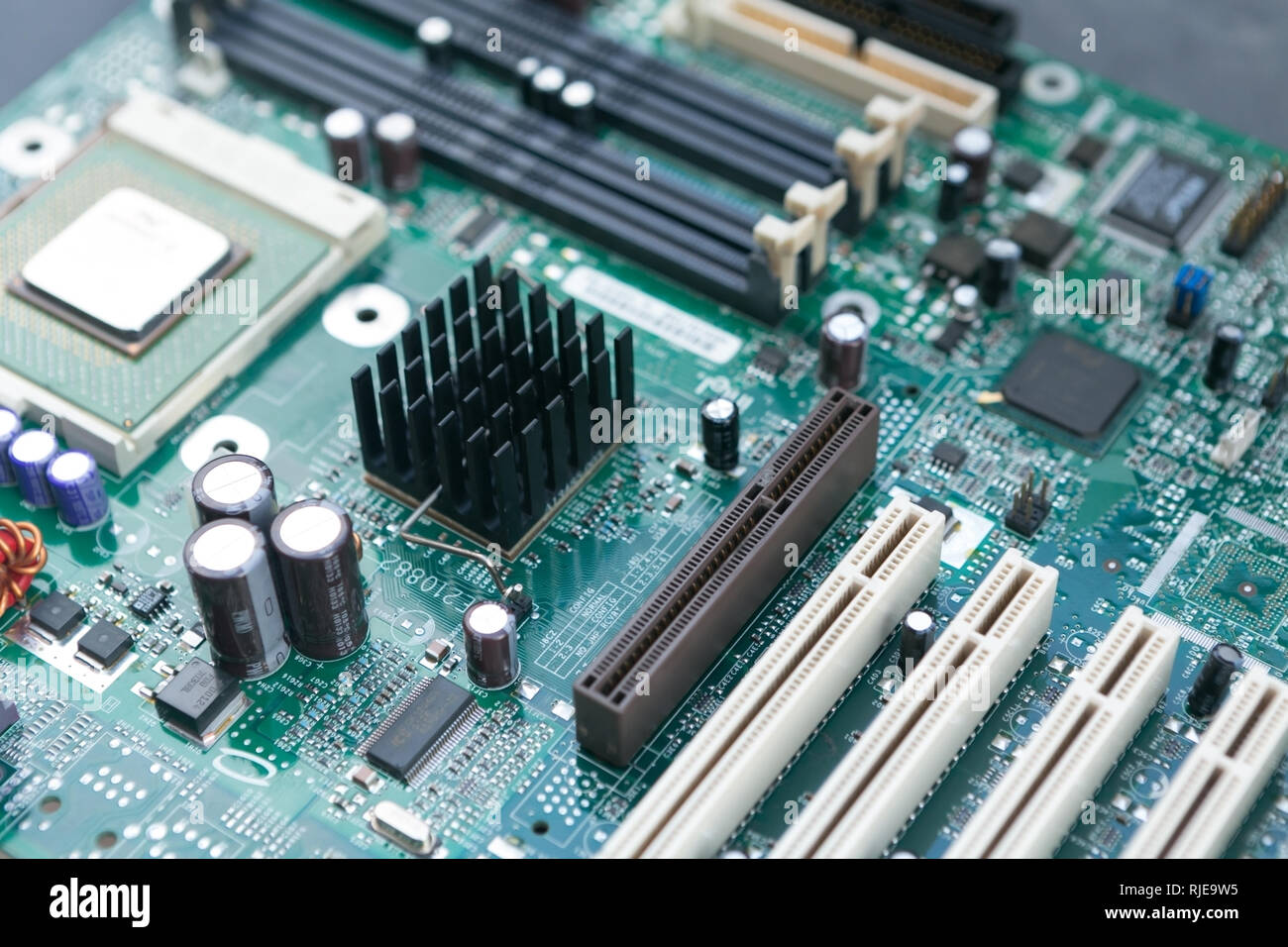 Full Frame Angled View of Computer Motherboard Circuit Stock Photo Alamy