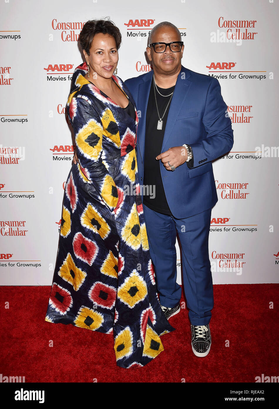 BEVERLY HILLS, CA - FEBRUARY 04: Robin Burgess (L) and Terence Blanchard attend the 18th Annual AARP The Magazine's Movies For Grownups Awards at the  Stock Photo