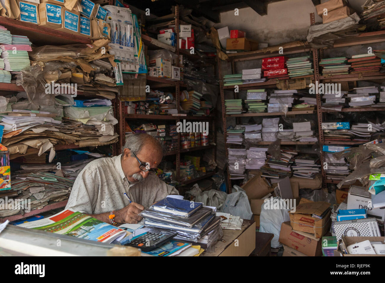 stationery shop, cochin, kerala, india Stock Photo
