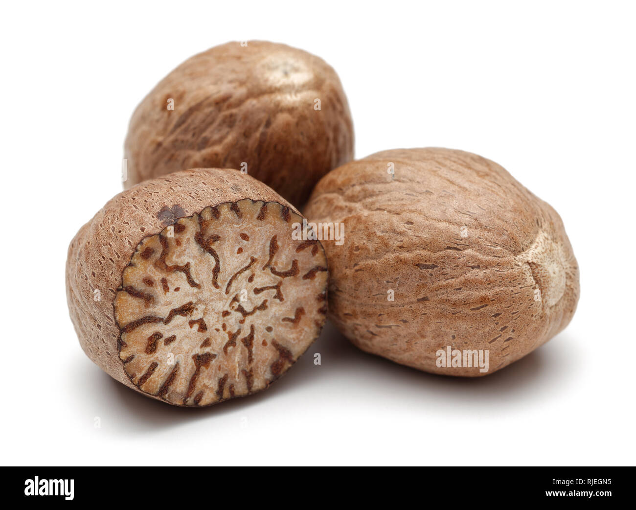 Group of nutmeg isolated on white background Stock Photo Alamy