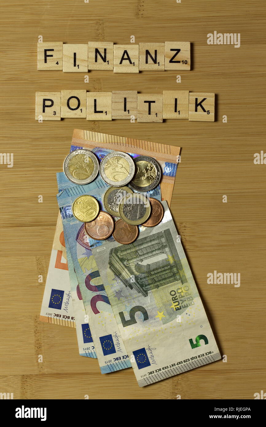 Financial policy word in german Finanzpolitik Stock Photo