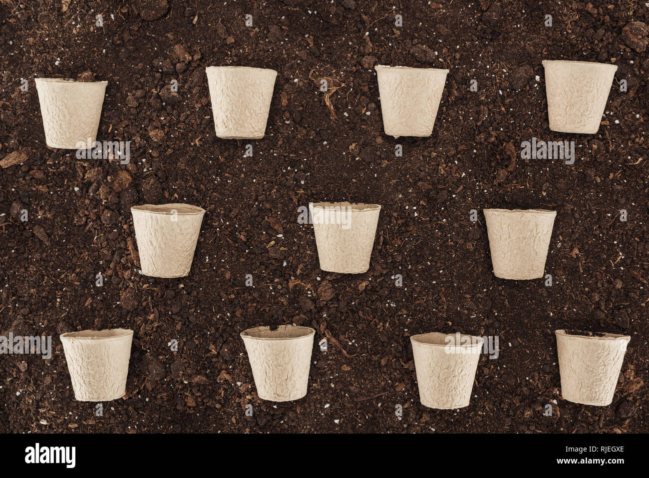 flat lay of used paper cups on ground, protecting nature concept Stock ...