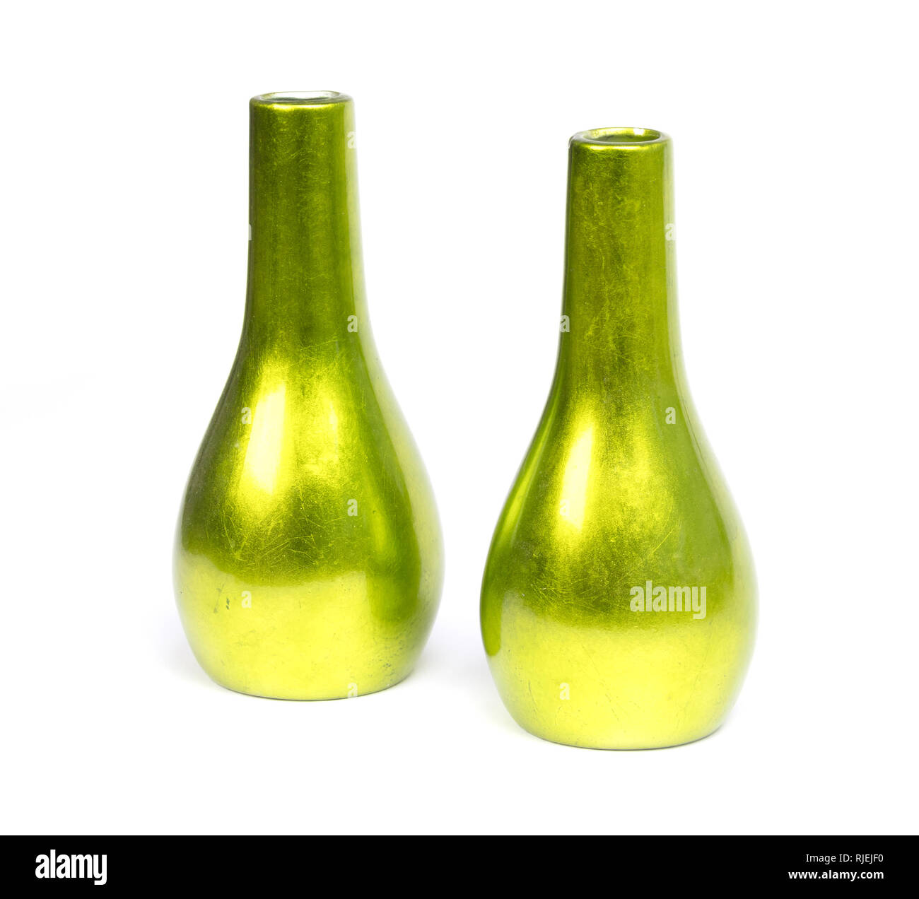 Green vases isolated on a white background Stock Photo - Alamy