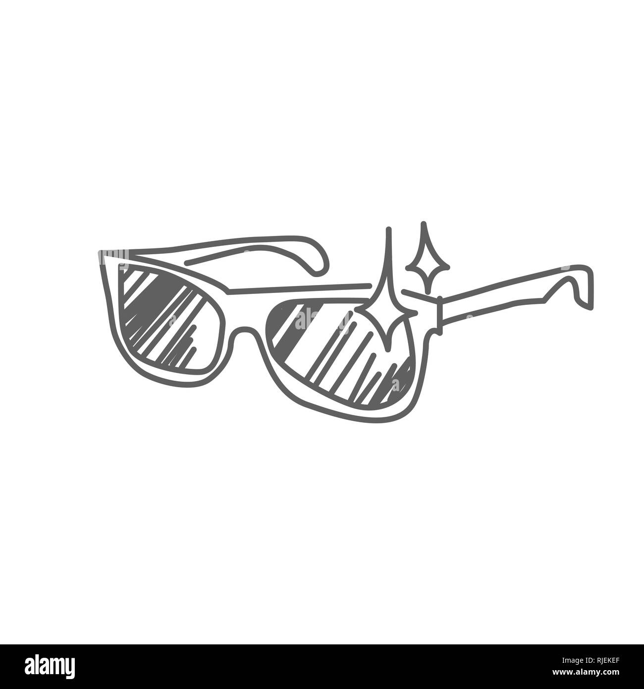 Shining sunglasses image. Doodle style vector illustration Stock Vector
