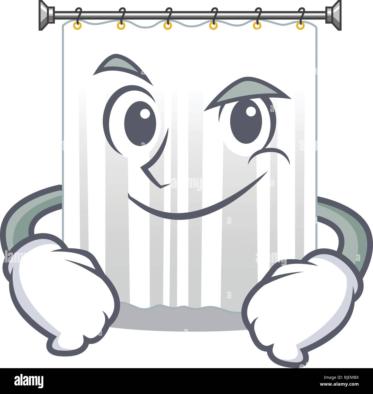 Smirking Shower Curtains In The Character Bathrooms Stock Vector