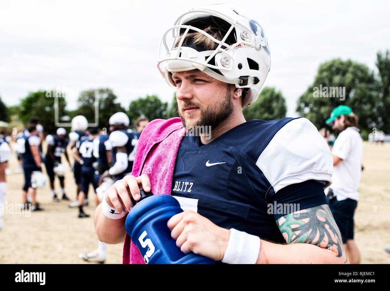 Uk American football team in a game Stock Photo