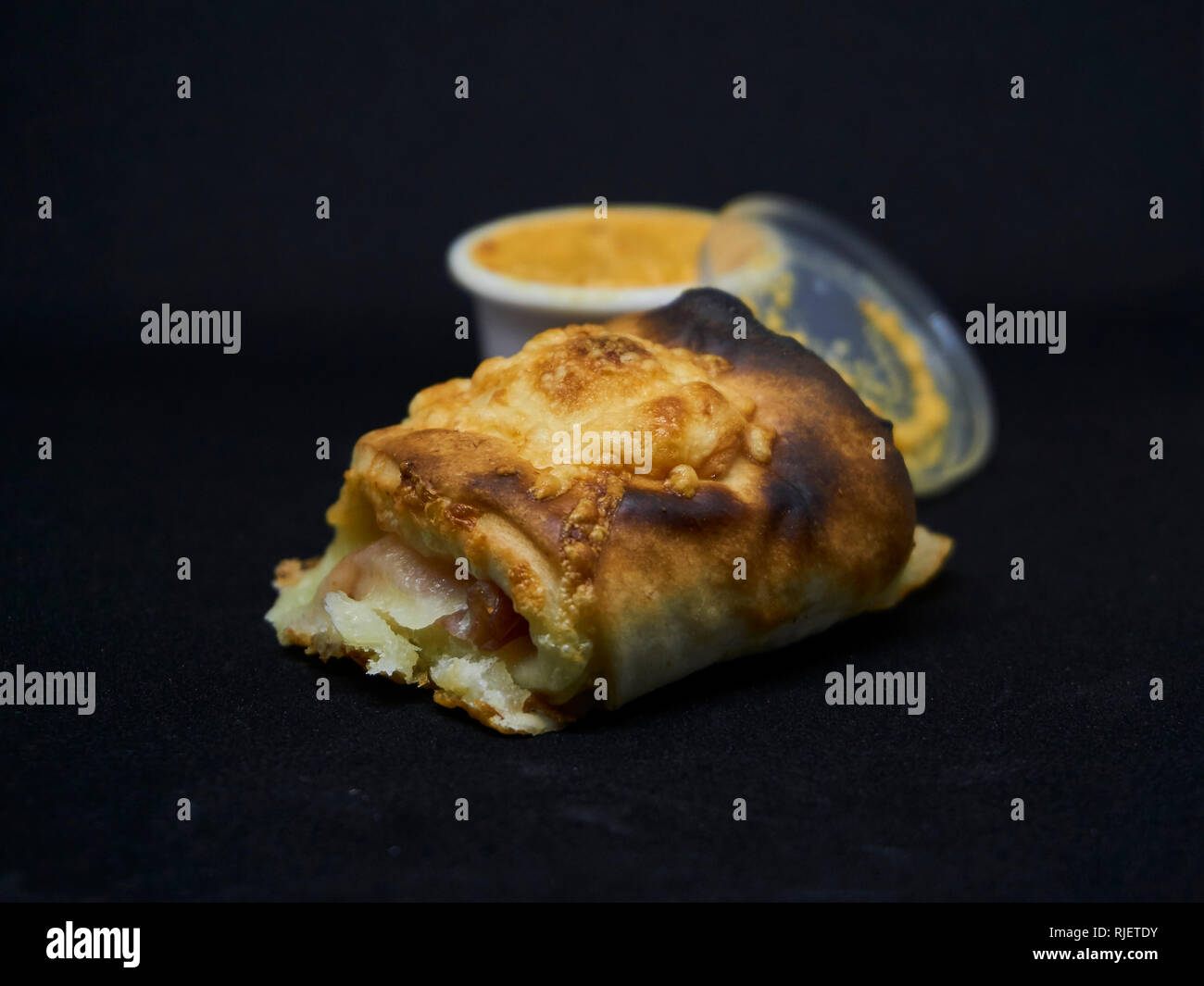 pizza bun looking nice with molten cheese and herb butter Stock Photo