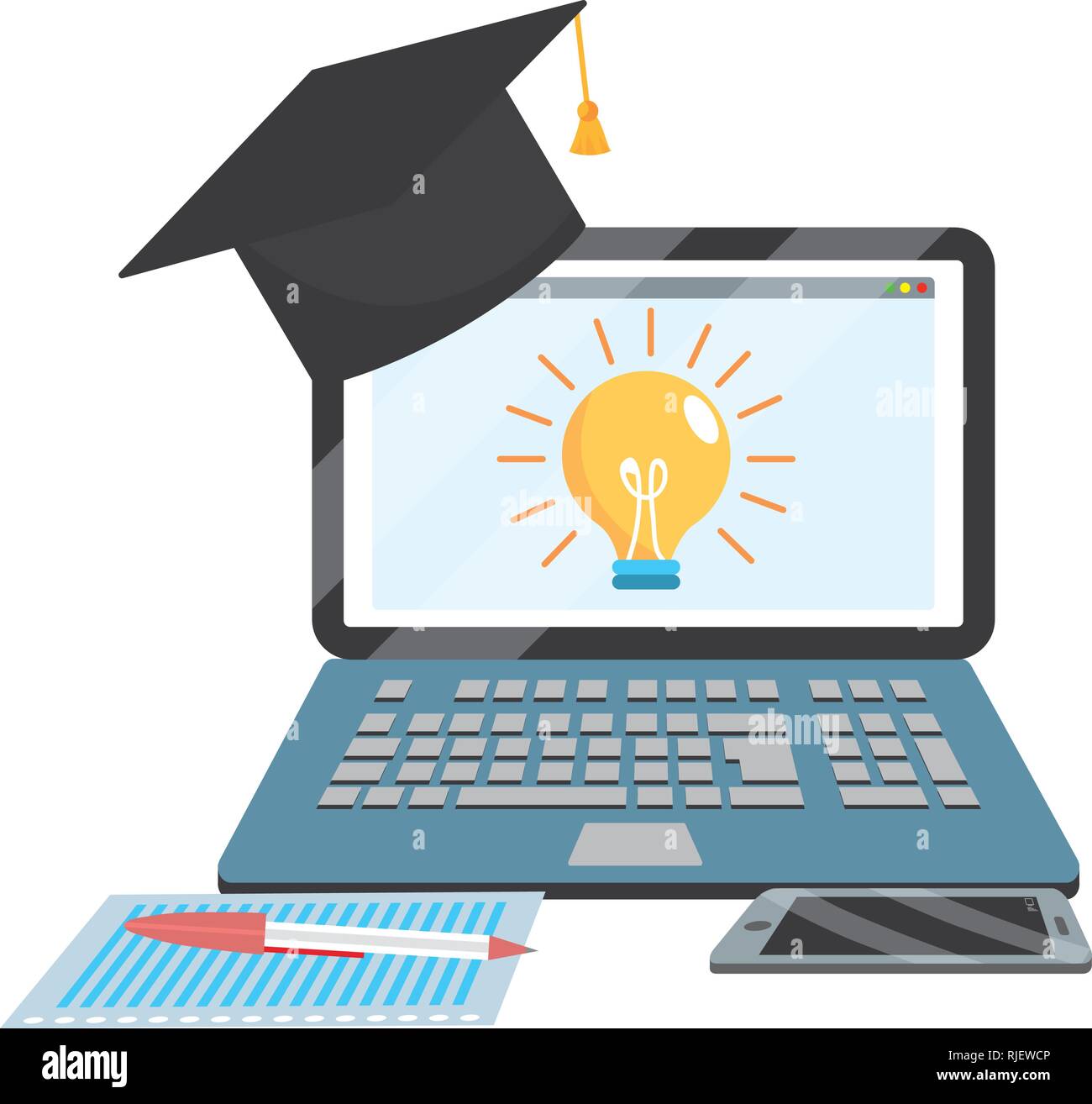 online education laptop cartoon Stock Vector Image & Art - Alamy