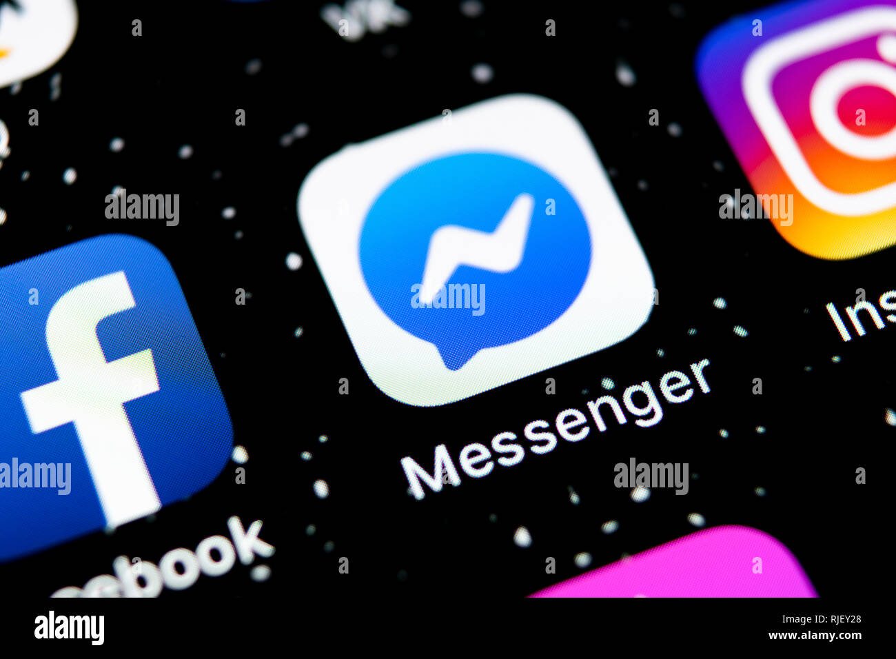 Sankt Petersburg Russia February 3 19 Facebook Messenger Application Icon On Apple Iphone X Screen Close Up Facebook Messenger App Icon Online Stock Photo Alamy