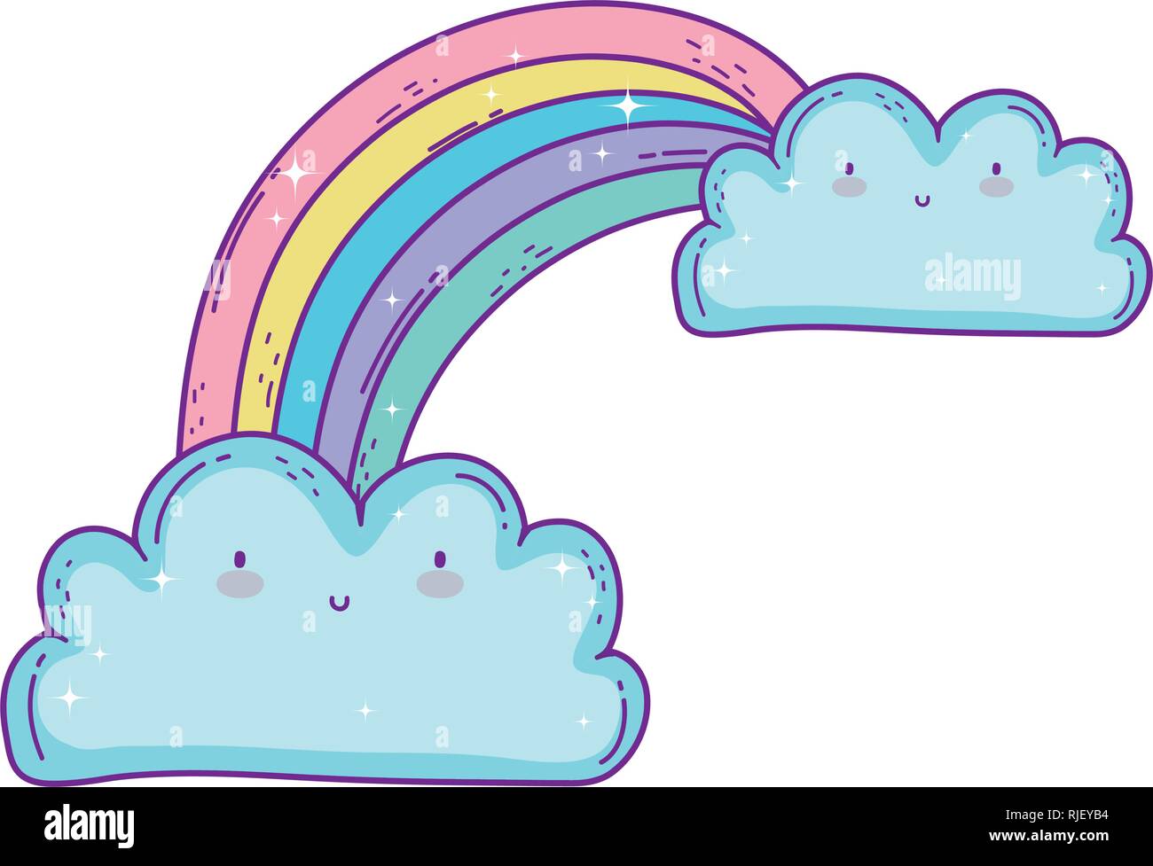 clouds and rainbow kawaii characters Stock Vector Image & Art - Alamy