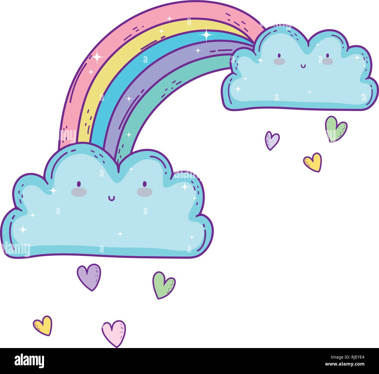 clouds and rainbow kawaii characters Stock Vector Image & Art - Alamy