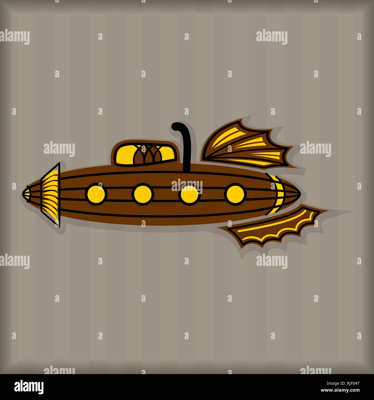 Submarine Steampunk Style vector image brown colored Stock Vector