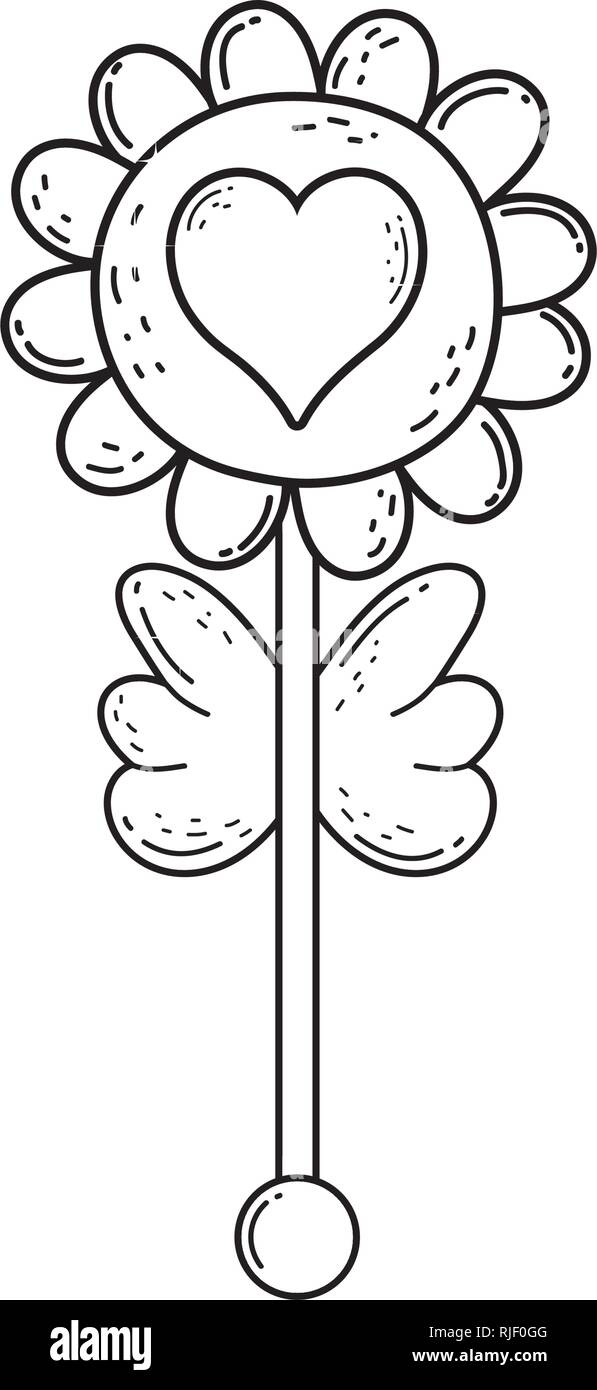 cute flower with heart love Stock Vector Image & Art - Alamy