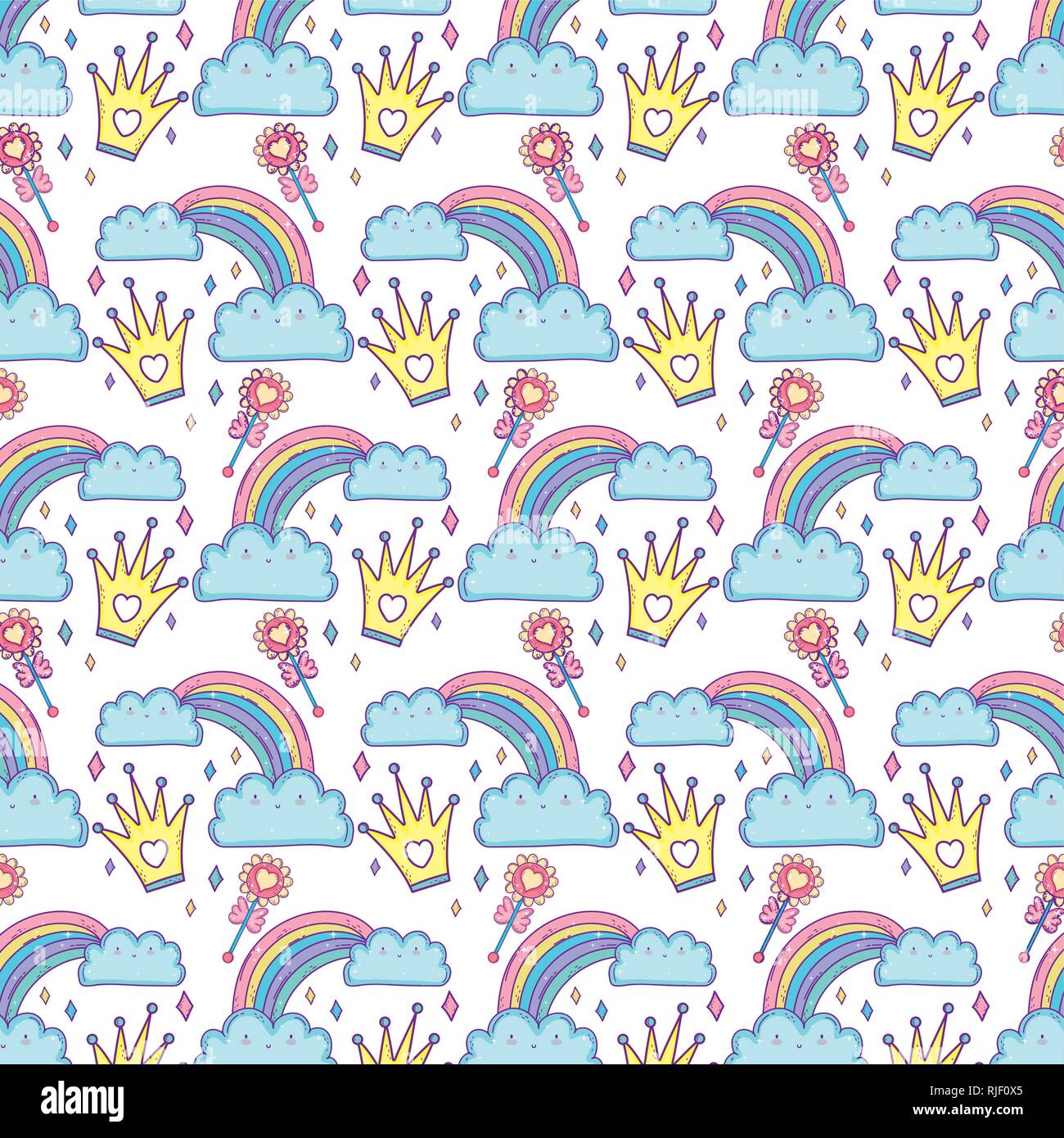 clouds and rainbow kawaii characters Stock Vector Image & Art - Alamy